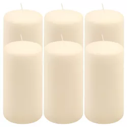 Sada sloupových svíček, 15 cm,Ø 7,5 cm, krémová, 6 ks