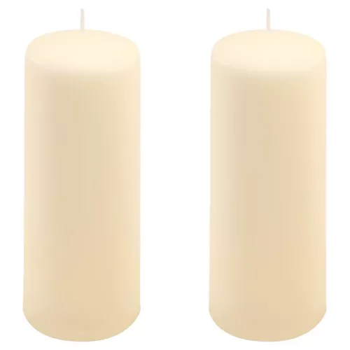 Sada sloupových svíček, 20 cm, Ø 7,5 cm, krémová, 2 ks