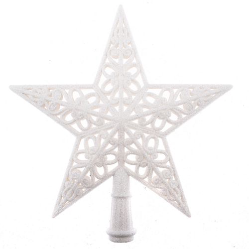 Vánoční hvězda na stromek Shiny bílá, 20 x 20  x 3 cm