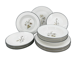 12dílná porcelánová jídelní sada talířů Nostalgie Meadow