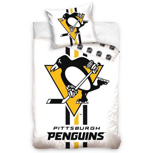 BedTex Bavlněné povlečení NHL Pittsburgh Penguins White, 140 x 200 cm, 70 x 90 cm