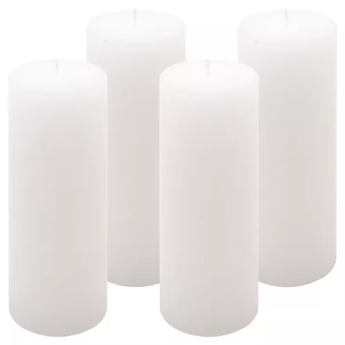 Sada rustikálních svíček, 20 cm, Ø 7,5 cm, bílá, 4 ks