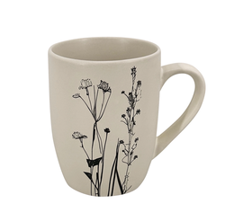 Keramický hrnek Cream Garden 350ml, smetanová/černá