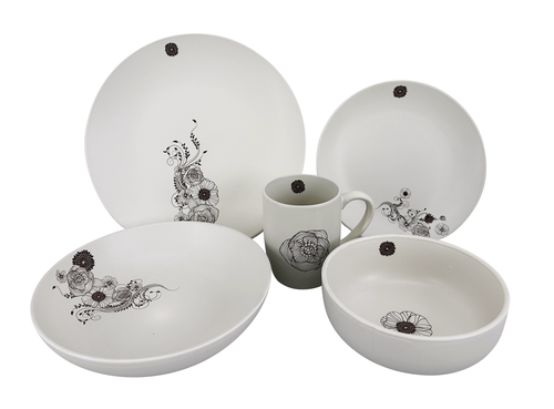 10dílná keramická jídelní souprava Cream Sonnet (talíře, misky, hrnky)