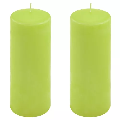 Sada sloupových svíček, 20 cm, Ø 7,5 cm, světle zelená, 2 ks