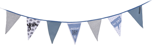 Závěsná dětská dekorace 260cm, girlanda z vlajek, modrá