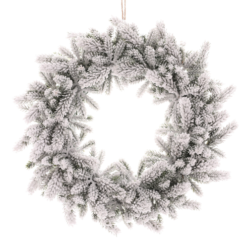 Umělý zasněžený věnec z jehličí, pr. 30 cm