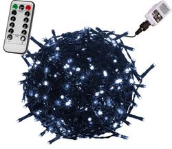 VOLTRONIC® 59743 Vánoční LED osvětlení 10 m - studená bílá 100 LED + ovladač - zelený kabel