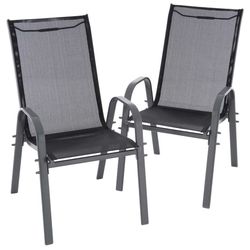 Garthen D71008 Sada 2 ks zahradních stohovatelných židlí - černá