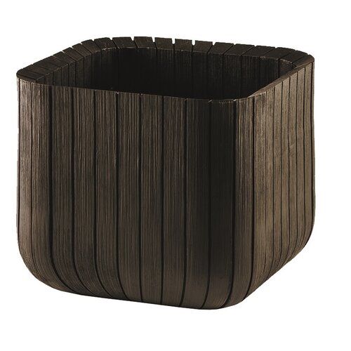 Keter Plastový květináč Cube planter M hnědá, 30 cm