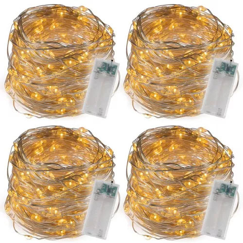 Sada 4  kusů světelných drátů 40 LED, teplá bílá