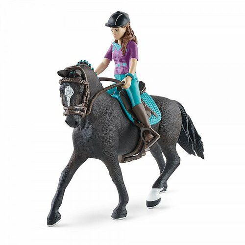 Schleich 42541 Hnědovláska Lisa s pohyblivými klouby na koni Storm