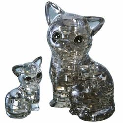 HCM Kinzel 3D Crystal puzzle Kočka s koťátkem, 49 dílků