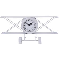 Stolní hodiny Old Airplane bílá, 30 cm