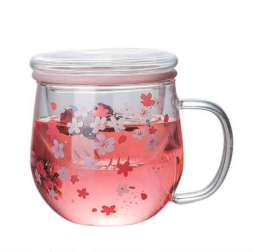 4Home Skleněný hrnek Sakura Hot&Cool se sítkem 400 ml