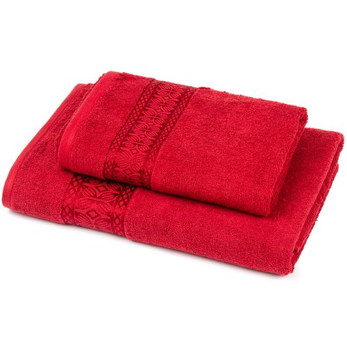 Jahu Sada Strook ručník a osuška červená, 70 x 140 cm, 50 x 90 cm
