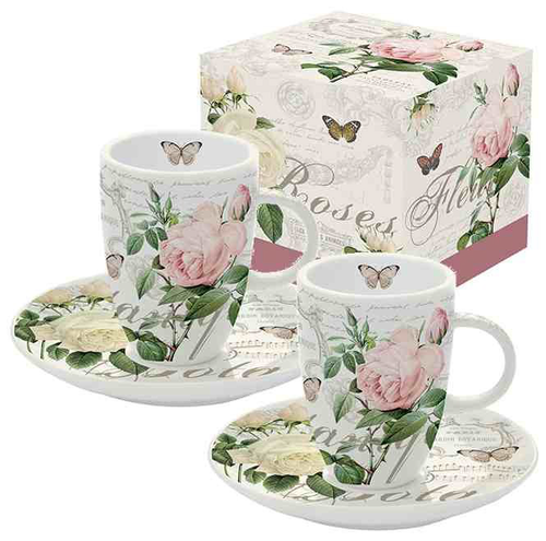 Sada porcelánových hrnků s podšálkem Jardin Botanique