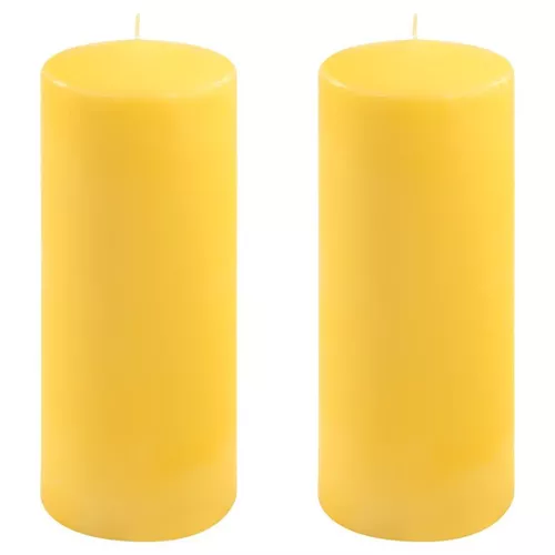 Sada sloupových svíček, 25 cm, Ø 10 cm, žlutá, 2 ks