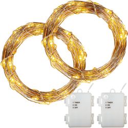 Sada 2 kusů světelných drátů - 50 LED, teplá bílá