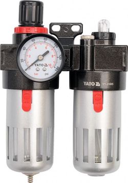 Yato Regulátor tlaku vzduchu 1/4", max. 0,93MPa, s filtrem (90ccm) a přimazáváním (60ccm)