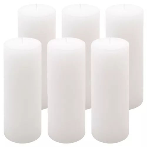Sada rustikálních svíček, 20 cm, Ø 7,5 cm, bílá, 6 ks