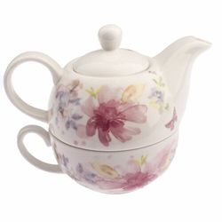 Porcelánová konvička se šálkem Flower, 400 ml