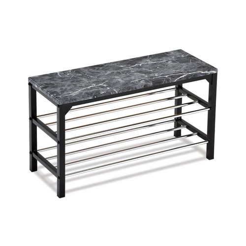 Botník/taburet 2 patra Black marble, 77 x 29 x 42