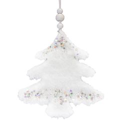 Závěsná textilní dekorace, ozdoba Bílý stromek