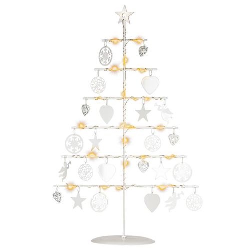 Nexos 64264 Vánoční kovový dekorační strom - bílý, 25 LED, teple bílá