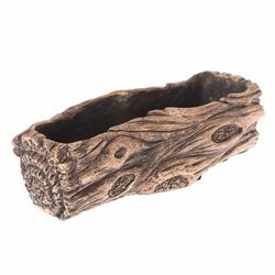 Betonový obal na květináč Wooden log hnědá, 28,5 x 12 cm