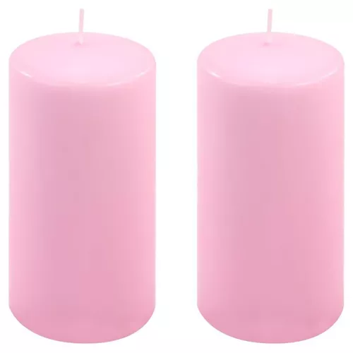 Sada sloupových svíček, 15 cm, Ø 7,5 cm, růžová, 2 ks