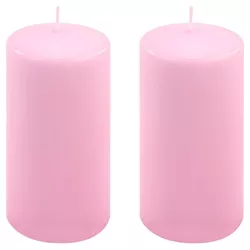 Sada sloupových svíček, 15 cm, Ø 7,5 cm, růžová, 2 ks