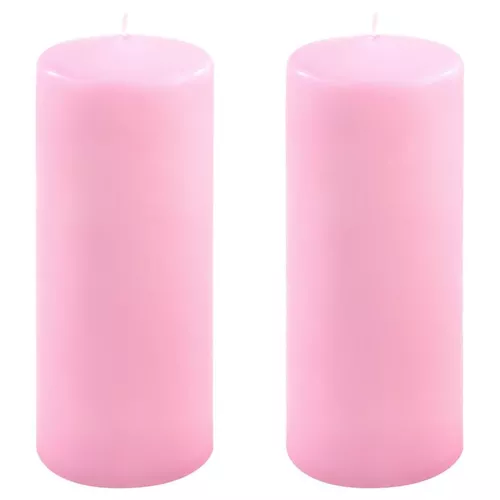Sada sloupových svíček, 20 cm, Ø 7,5 cm, růžová, 2 ks
