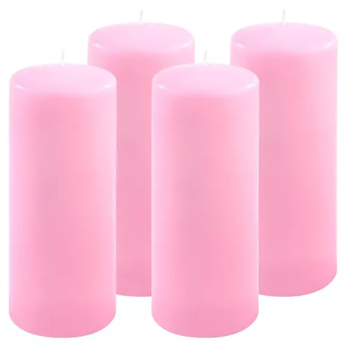 Sada sloupových svíček, 25 cm, Ø 10 cm, růžová, 4 ks