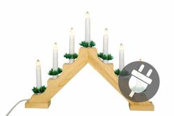 Nexos 29213 Vánoční dekorace - Klasický dřevěný svícen - 7 LED diod, teple bíl