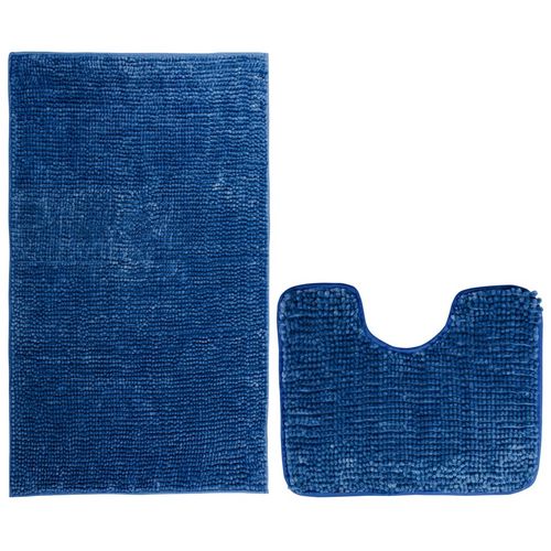 AmeliaHome Sada koupelnových předložek Batitmavě modrá, 2 ks 50 x 80 cm, 40 x 50 cm