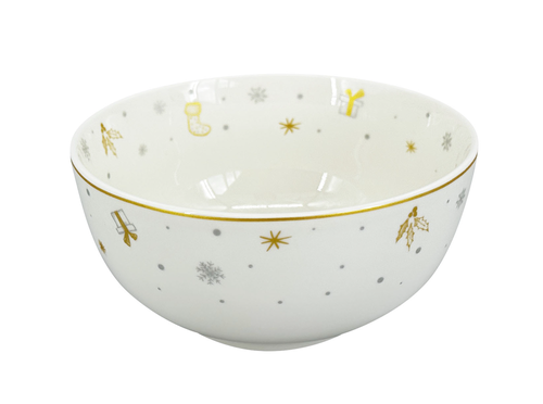 Vánoční miska Stříbrná Koleda 15 cm, stříbrná/zlatá