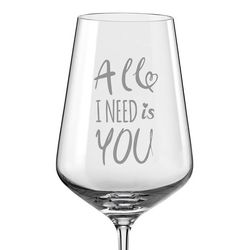 Pískovaná sklenice na víno All I need is you