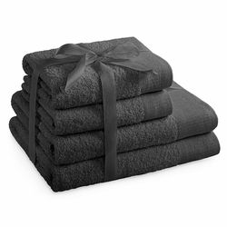 AmeliaHome Sada ručníků a osušek Amari tmavě šedá, 2 ks 50 x 100 cm, 2 ks 70 x 140 cm