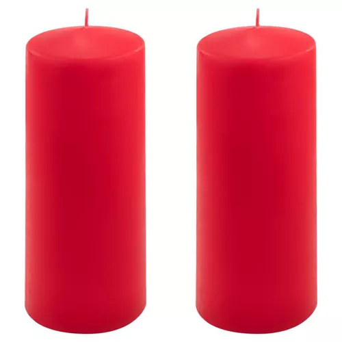Sada sloupových svíček, 20 cm, Ø 7,5 cm, červená, 2 ks