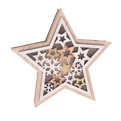 Dřevěná hvězda s LED světlem Stellar, 16 x 15 cm