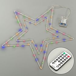 Vánoční LED dekorace - stříbrná hvězda - barevná, 50 cm