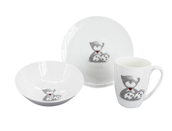 Dětský jídelní set Teddy (talíř,miska,hrnek)