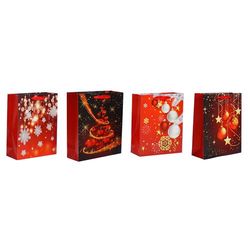 Sada vánočních dárkových tašek 4 ks, červená, 26 x 32 x 10 cm
