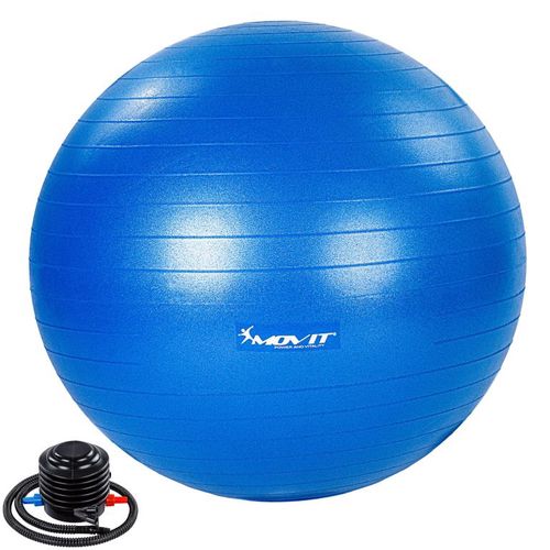 MOVIT Gymnastický míč s nožní pumpou, 75 cm, modrý