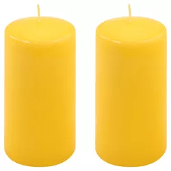 Sada sloupových svíček, 15 cm, Ø 7,5 cm, žlutá, 2 ks