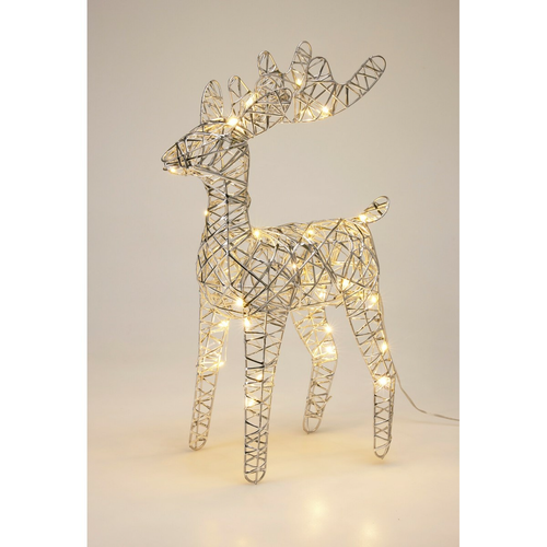 Vánoční svítící sob Silver, 37 x 24 cm, 30 micro LED, na baterie