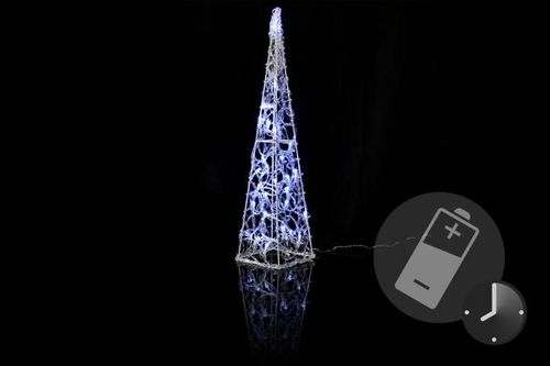 Nexos 194 Vánoční dekorace - Akrylový kužel - 60 cm, studeně bílé na baterie