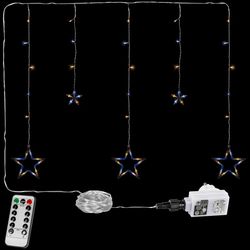 VOLTRONIC® 67312 Vánoční závěs - 5 hvězd, 61 LED, teple/studeně bílý +ovladač
