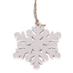 Dřevěná vánoční ozdoba Snowflake, bílá, 8 ks